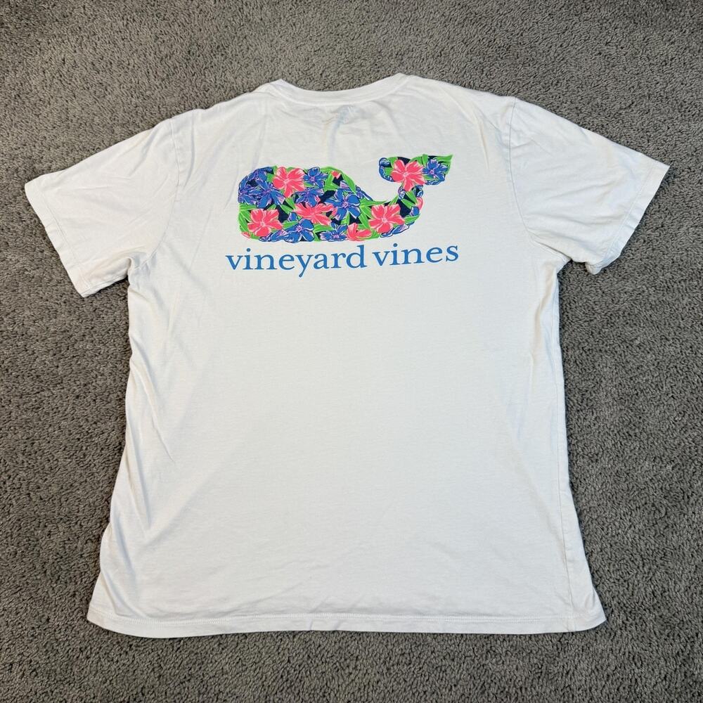 Vineyard Vines Shirt Mens L White Pocket Whale Graphic Cotton Tagless Fit